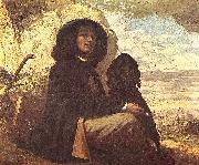 Gustave Courbet Selfportrait with black dog. Germany oil painting artist